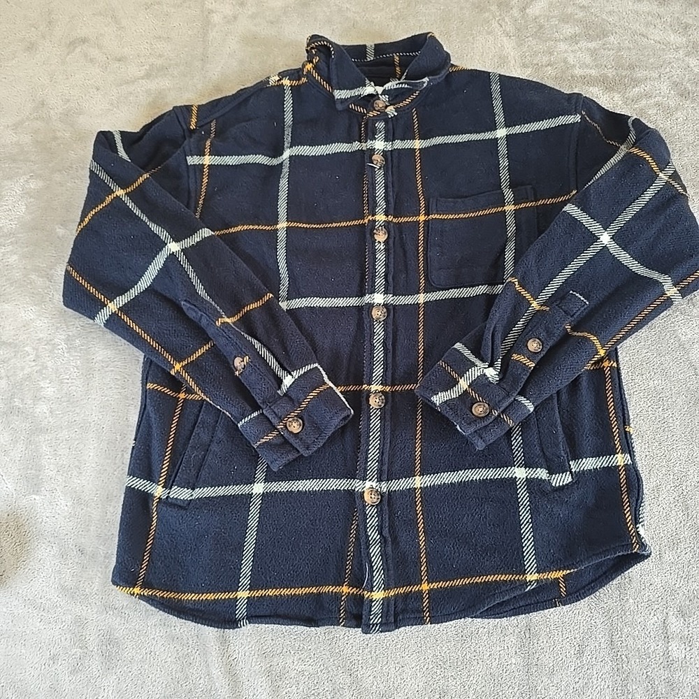 Goodfellow Flannel Shirt Mens Medium Blue Midweight Button‎ Up Outdoors Gorpcore